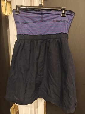Vintage Garage Purple Striped and Navy Blue Strapless Top